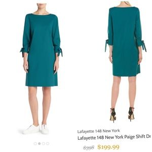 New Lafayette 148 Paige shift dress in teal green